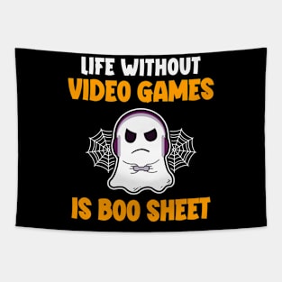 Funny Gamer Halloween Life Without Video Games Is Boo Sheet Tapestry