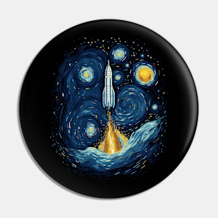 Starry Night Rocket Launch Space Gifts Science Gifts Space Pin