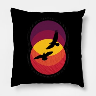 Summer dance, birds in sunset, bird t-shirts, sun lovers Pillow