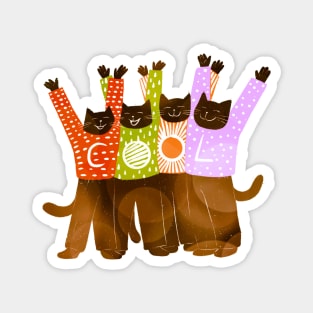 The four COOL brown cats celebrate being COOL Magnet