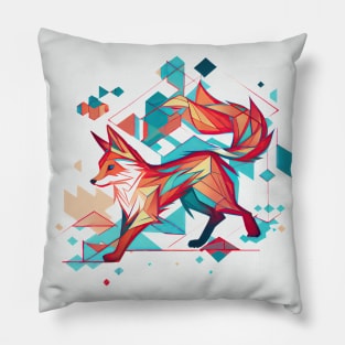 Geometric and colorful fox Pillow