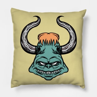 Green Grinning Horned Demon Pillow