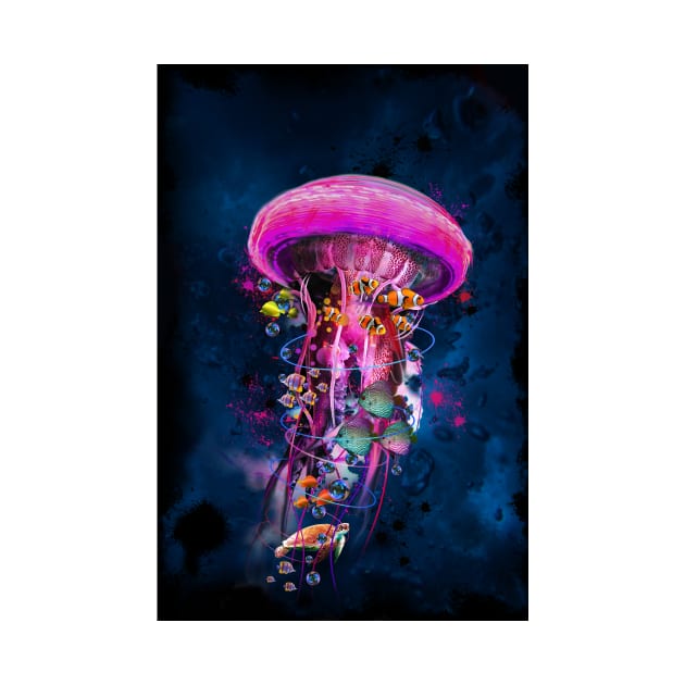 Pink Electric Jellyfish World by DavidLoblaw