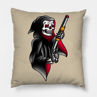 OldSalt American Traditional Grim Reaper with Shotgun Pillow