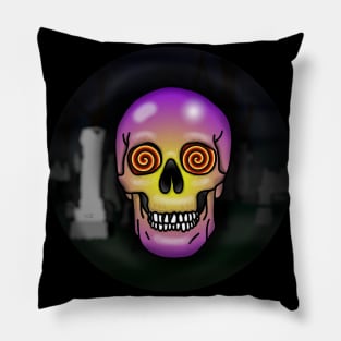 Skull, x-ray specs eyes, with background Pillow