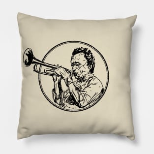 Jazz Trumpet Player Sketch Pillow