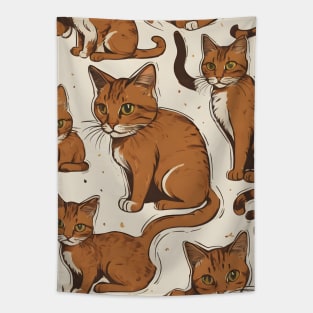 Brown Cat Pattern Tapestry