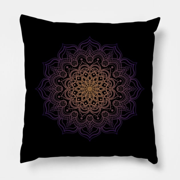 Multi Color Mandala Digital Art Pillow by FlyingWhale369