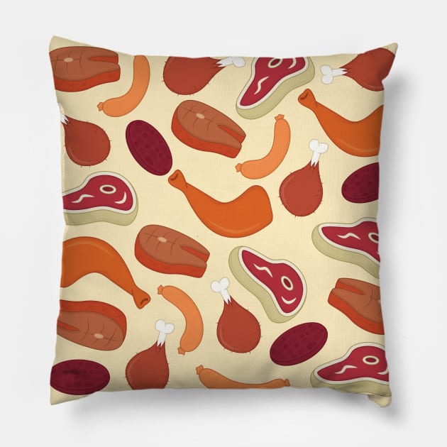 Meat Pattern Pillow by Woah_Jonny