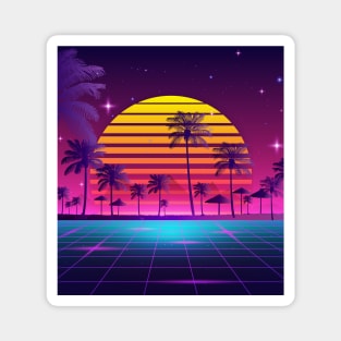 80s sunset synthwave Magnet