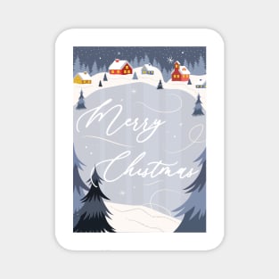 Merry Christmas Ice Skating Scene Magnet