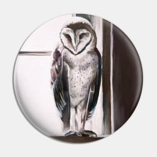 Purple Barn Owl painting Pin