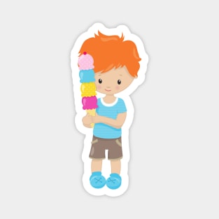 Boy With Ice Cream, Orange Hair, Ice Cream Cone Magnet