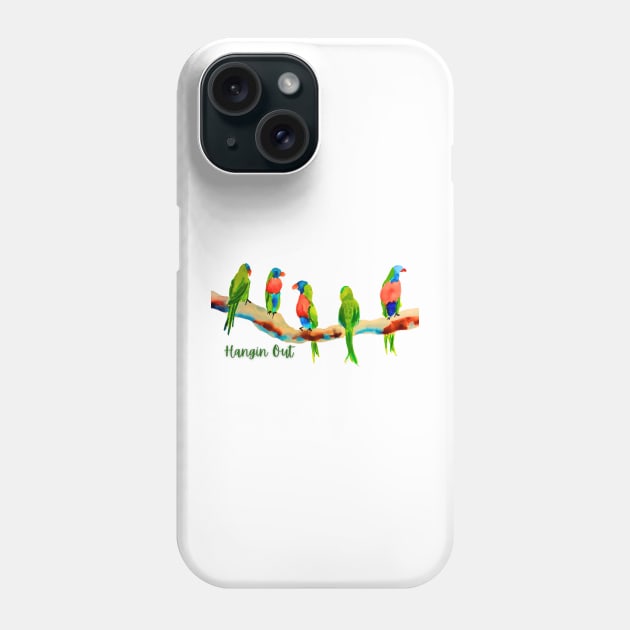 Rainbow Parakeets Hanging Out Phone Case by julyperson