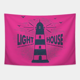 Nautical lettering:light house Tapestry