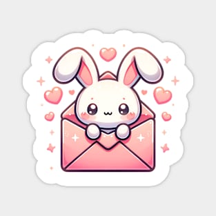 Bunny Love Letter - Kawaii Bunny in Envelope Magnet
