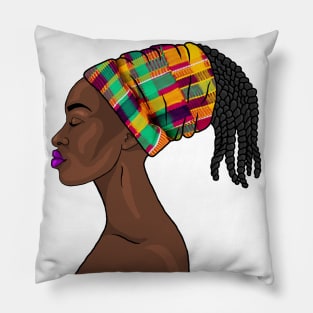 Brown Skin Girl Melanin Queen Kente Pattern Pillow