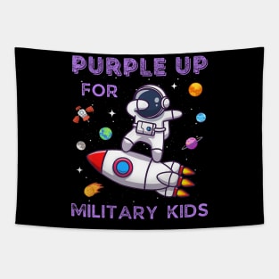 Purple Up Military Kids Military Child Month Astronaut Funny Tapestry