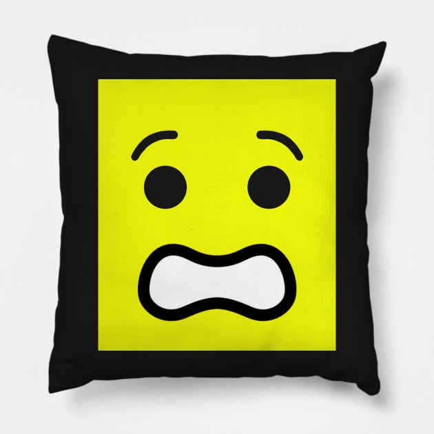 Scared Minifig Face Pillow by ChilleeW