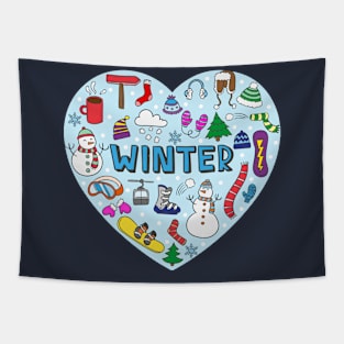 Winter Heart Illustration Tapestry