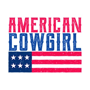 American cowgirl - Retro vintage USA flag design T-Shirt