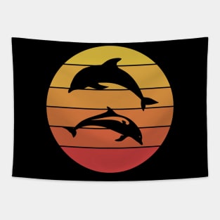 Love Orcas Retro Heart Love Killer Whales Tapestry