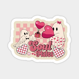 Soul Mates Cute Ghosts Hearts Checkered Valentine Magnet