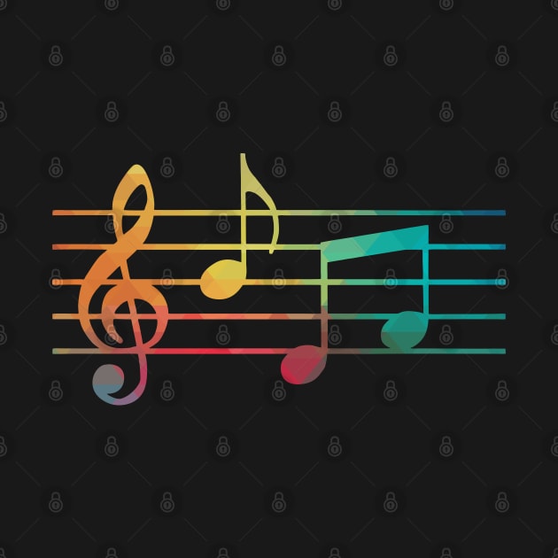 Rainbow color musical notes silhouette by AdiDsgn