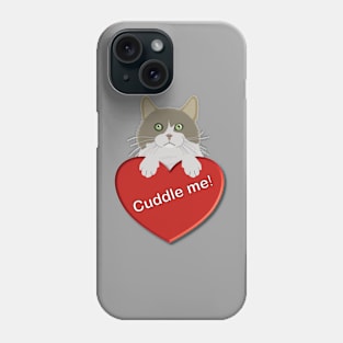Cat resting on a heart Phone Case
