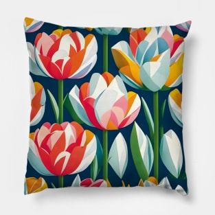 Tulips Schematic Artwork Pillow