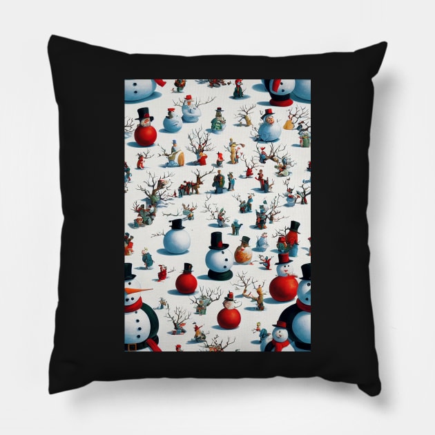 Christmas Seamless Pattern - Snowman #3 Pillow by Endless-Designs