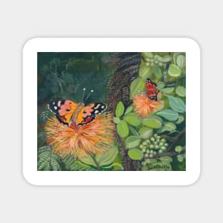 Kamehameha Butterlies with Orange Ohia Magnet