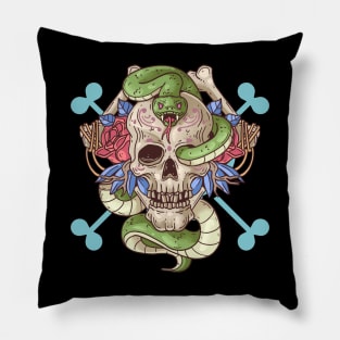 Skeleton with snake Pillow