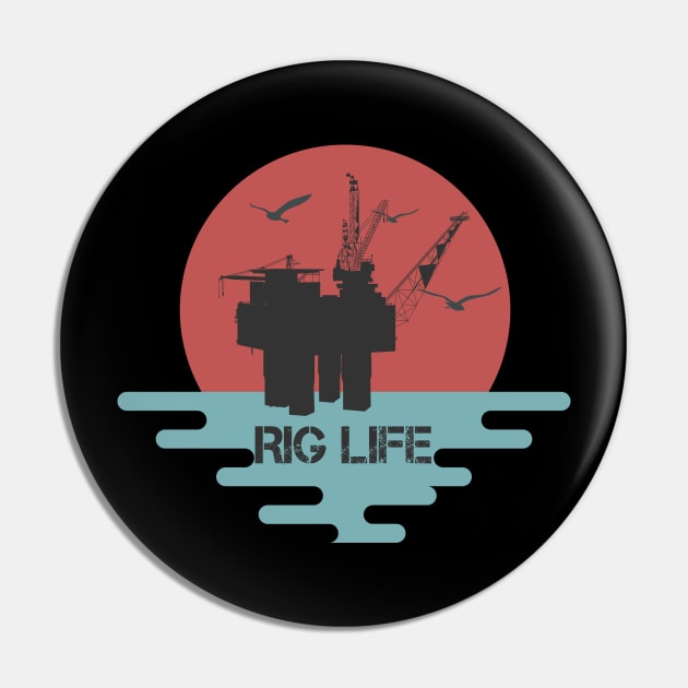 Rig Life Off Shore Oil Rig Hands Vintage Pin by Urban7even