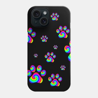 Rainbow Swirly Pawprint Pattern Phone Case