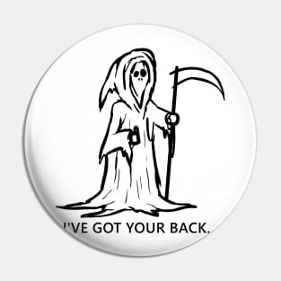 Grim reaper- I've got your back. funny sketch and quote Lettering Digital Illustration Pin