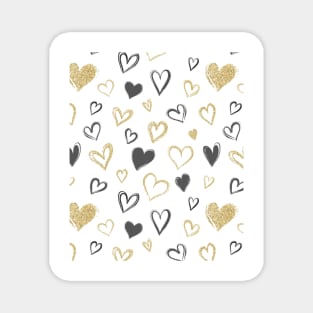 Black and Gold Hearts | Love | Abstract Hearts Magnet