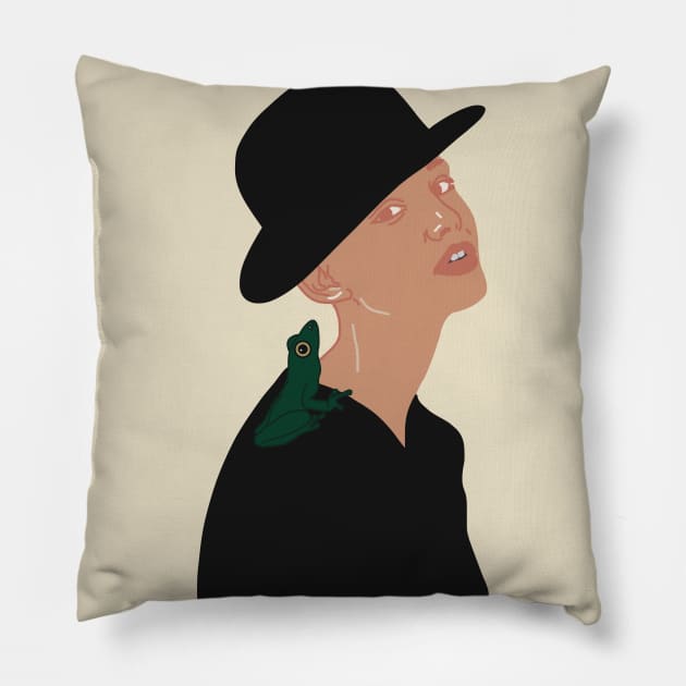 Girl with Frog Pillow by Laura New Art