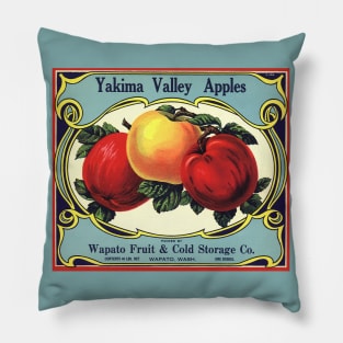 Vintage Yakima Valley Apples Fruit Crate Label Pillow