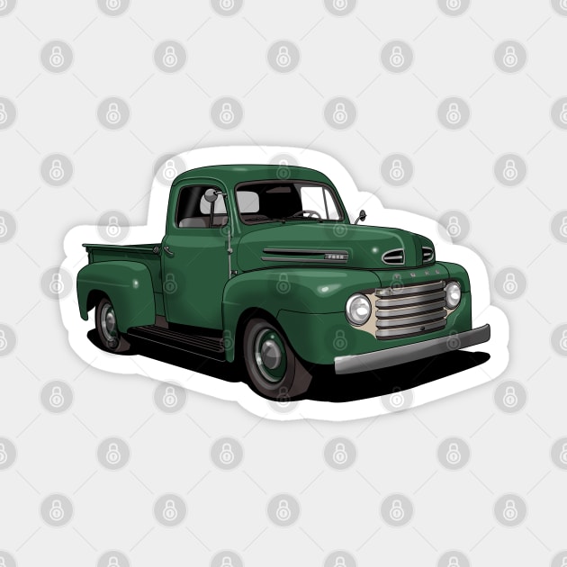 1950 Ford F1 Pickup Truck in dark green Magnet by candcretro