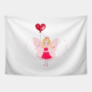 Cute fairytale with heart balloon Tapestry