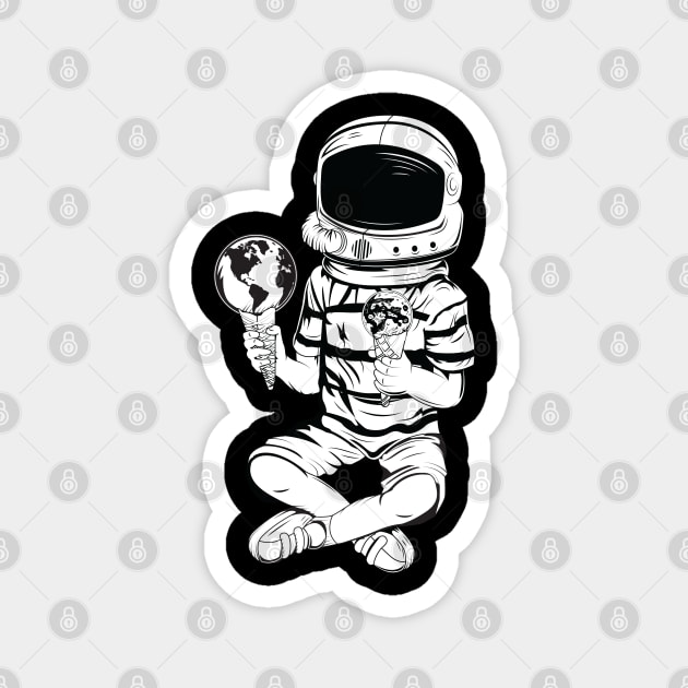 Astronaut With Two Ice Creams Magnet by thebuniverse