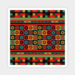 Colorful Checkered Bohemian Patchwork Magnet