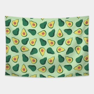 Avocado Fruit Pattern on Green Tapestry