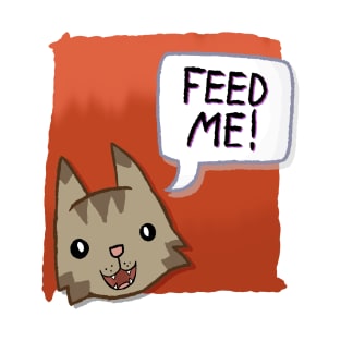 Feed Me! [Mackerel Tabby Cat With A Red Background] T-Shirt