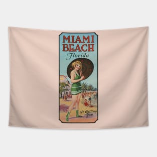 Miami Beach Florida is Calling You - 1924 Bathing Beauty Poster Tapestry