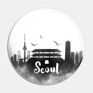 Seoul watercolor Pin