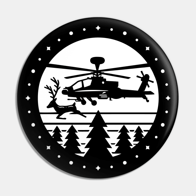 AH-64 Flying with Reindeer Pin by Aviation Designs