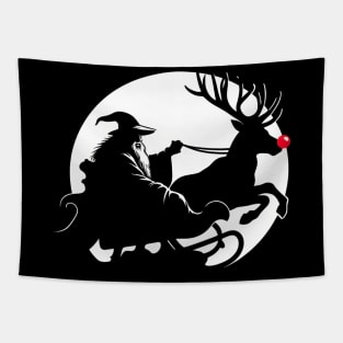 Mystical Figure on Santa's Sledge - Fantasy Tapestry