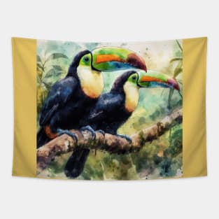 Exotic Tropical Toucan Birds Tapestry